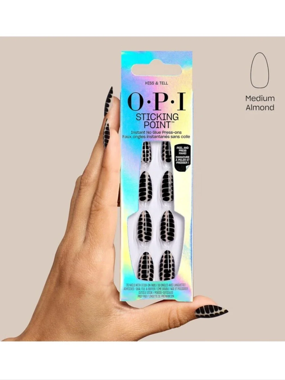 OPI Black and White Hiss & Tell Press-On Nail Set